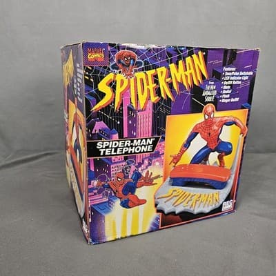 Vintage Spider-Man Telephone Marvel Comics 1994 With Box And Bonus Hand Set NIB