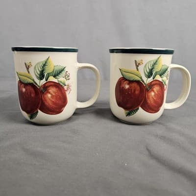 Apple Coffee Mugs Tea Fruit Cups Casual By China Pearl Set Of 2