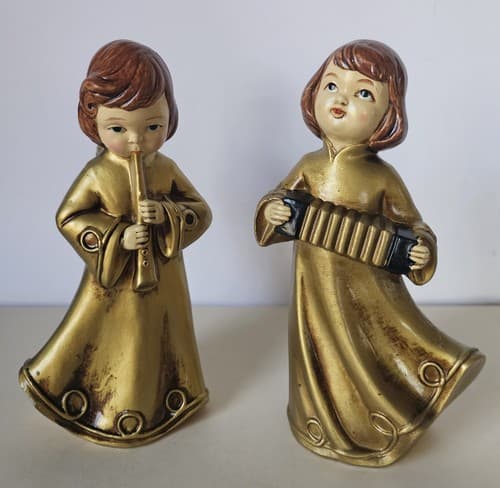 Norcrest Vintage Angel Accordion Flute Girls Vintage Decor Retro Pair