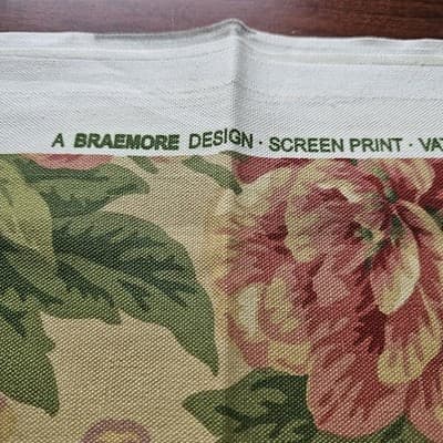 Vintage Braemore Fabric Floral 54" x 32" Upholstery Tan Color