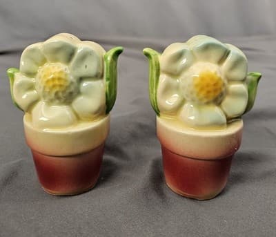 Flower Salt And Pepper Shakers Perfect For Collection—no Bottom Part, Missing