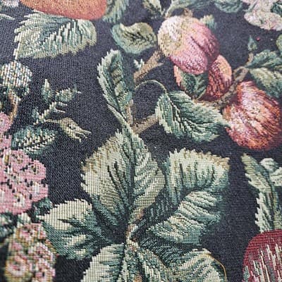 Vintage Upholstery Fabric Black with Fruit 26" x 26"