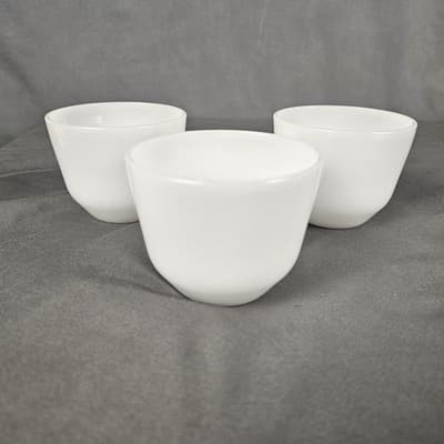 Vintage Federal Glass White 6 oz Custard Cups Lot of 3 Marked