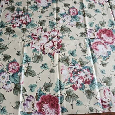 Vtg Bloomcraft Fabric Cotton Floral 54"x53" 1988 Charlbury P9268 Screen Print