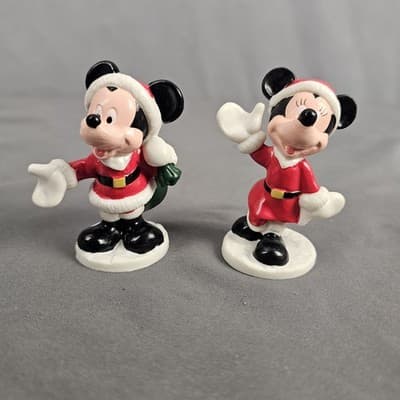 Applause Disney Mickey And Minnie Mouse Christmas PVC Figures or Cake Toppers