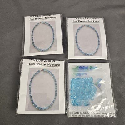Necklace Craft Kit Bead Gallery Halcraft USA Set of 4 "Sea Breeze Necklace"