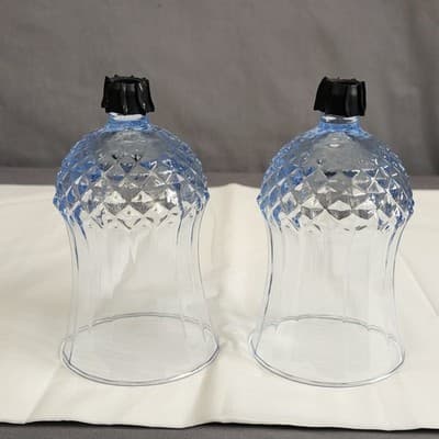 Homco Diamond Point Blue Glass Pegged Sconces Set of 2 Vintage 1970s
