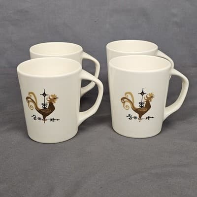 Weather Vane Edwin Knowles Rooster Coffee Cup Mug MCM Set of 4