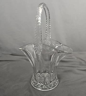 Crystal Basket With Handle Used For Easter/Candy Dish Vintage 12.5" Tall