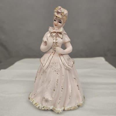 Lefton China, Doll hand painted woman figurine K B569-P 6" Tall