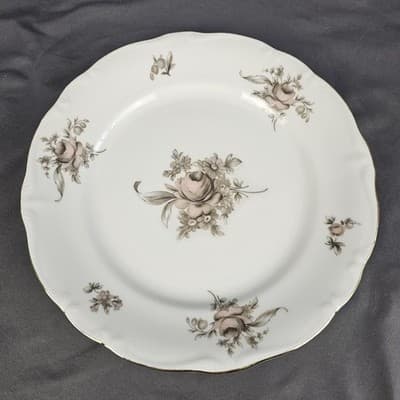 Johann Haviland Bavaria Sepia Rose 10” Dinner Plate Set of 2. READ Description.