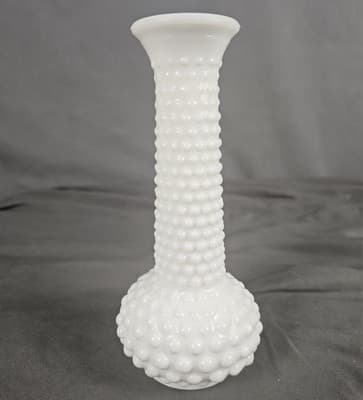 Vintage EO Brody White Milk Glass Hobnail Vase M-2900 USA