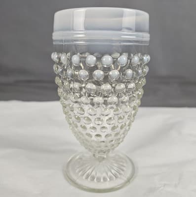 Vintage Anchor Hocking Moonstone Clear Opalescent 5.5" Water Goblet, 1942-1946