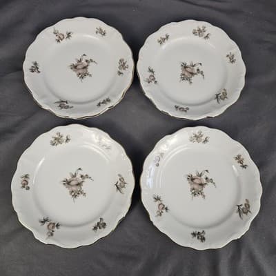 Johann Haviland Bavaria Sepia Rose 6” Bread Dessert Plate Set of 4 Germany