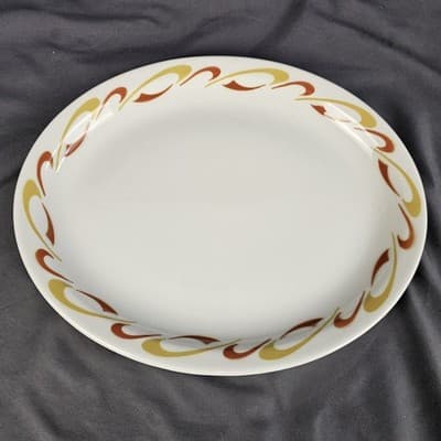 Jackson China - Brown Yellow Swirl - 11" Oval Serving Bowl USA Restaurant Ware