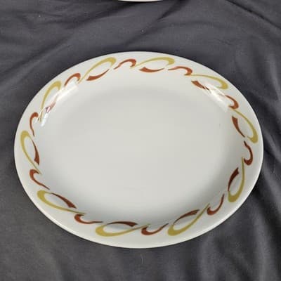 Jackson China - Brown Yellow Swirl - 10" Oval Serving Bowl USA Restaurant Ware