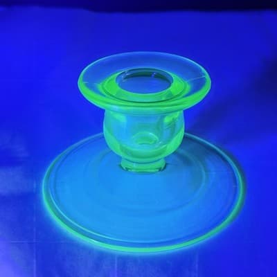 Vintage Green Uranium Glass Candlestick Holder