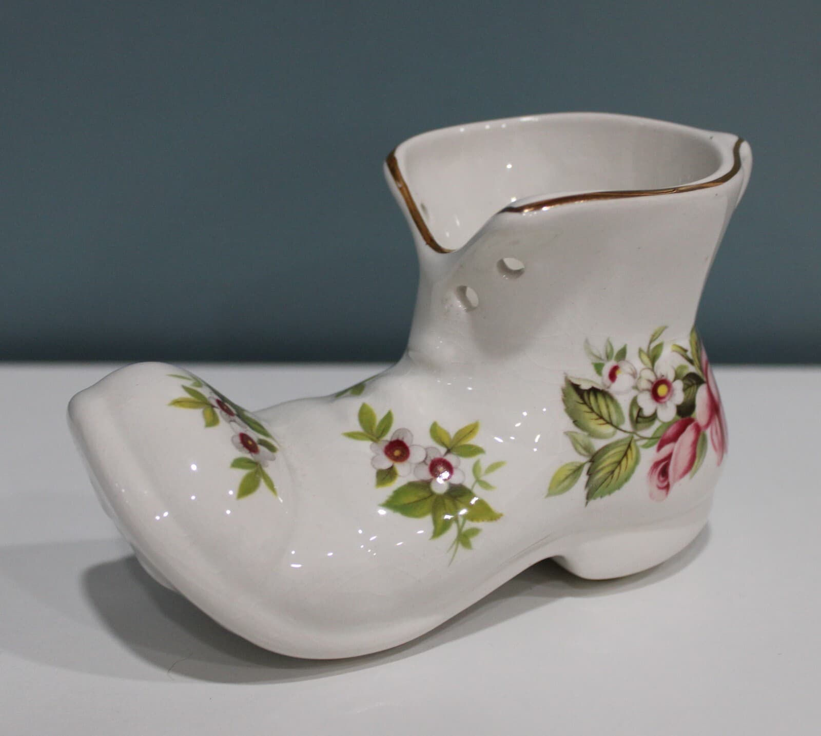 VINTAGE “HARMONY ROSE” PATTERN BOOT POTTERY - OLD FOLEY JAMES KENT LTD