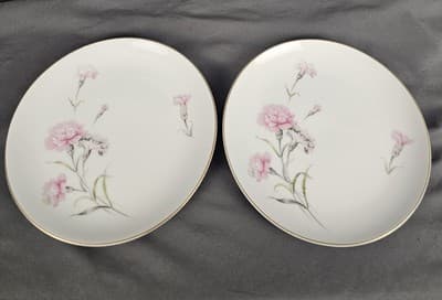 Vintage Royal Court Carnation Fine China JAPAN Set of 2 Salad Plates 7.5"
