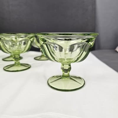 Indiana Glass Co Kings Crown Thumbprint Dessert/ice Cream Glasses Set Of 6