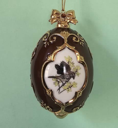 Danbury Mint Song Sparrow Christmas Ornament Birds of Splendor Egg 3.5"