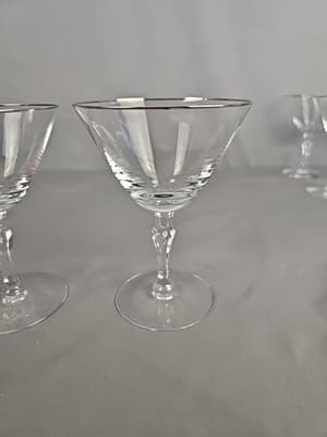 Fostoria Engagement Champagne Tall Sherbet, Set of 2, Signed Platinum Rim