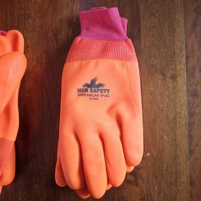 MCR Safety PVC Foam Lined Work Gloves Sz 10 Orange Insulated Cold Weather 6700F