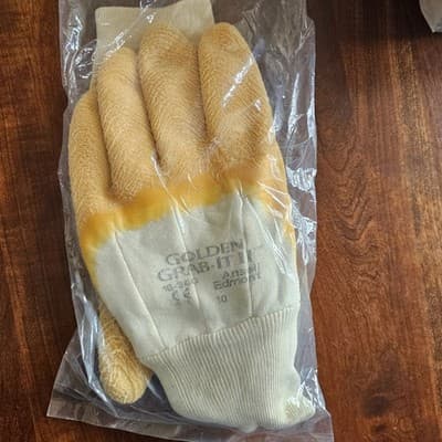 Ansell Golden Grab-It Gloves size 10 Large Palm Coated 1 Pair NEW 16-340