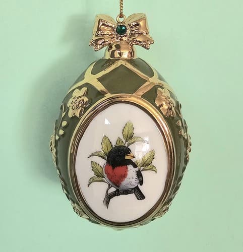 Danbury Mint Rose-breasted Grosbeak Christmas Ornament Birds of Splendor Egg 3.5