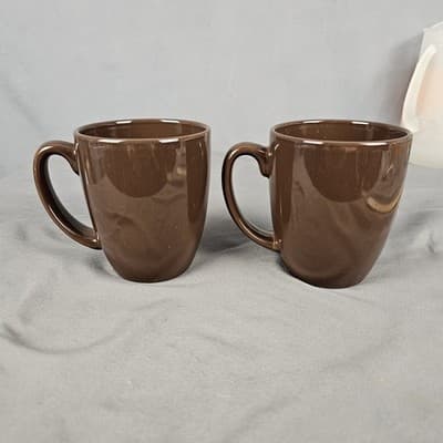 Set Of 2 Corelle Coffee Mug Chocolate Brown Stoneware Tea Cocoa Cup Mug