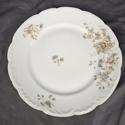 LS&S Carlsbad Plates 7 5/8" Austria Pink Blue Florals Scalloped Vintage Set/6