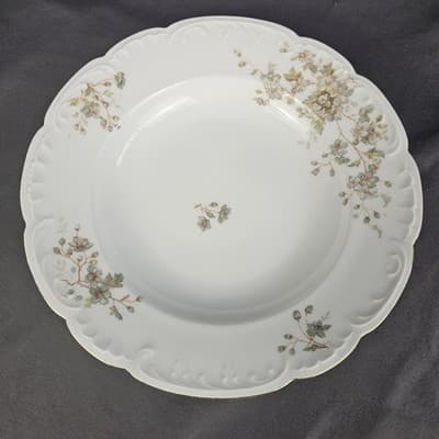 LS&S Carlsbad Soup Salad Bowls Austria Pink Blue Florals Scalloped Vintage Set/4