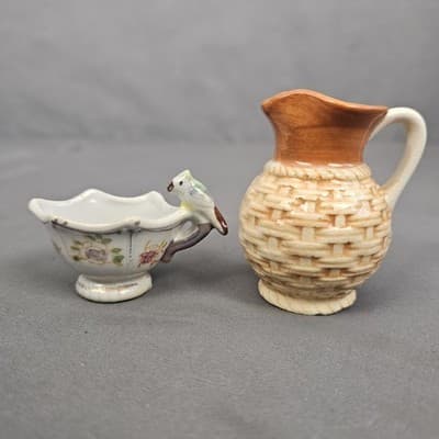 2 Vintage Occupied Japan Miniatures - Pitcher & Teacup with Bird