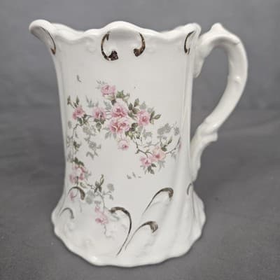 East Liverpool Potteries Co. Pitcher with Floral Design USA 5.5" Tall