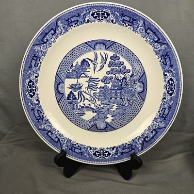 Vintage Willow Ware Royal China Underglaze 11.5" Dinner Plate Platter N54