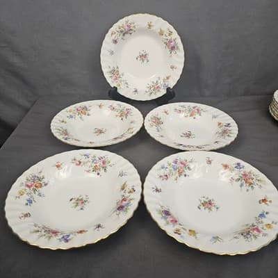 Minton Marlow Bone China Soup Salad Bowls 7.75" Dia Set of 5