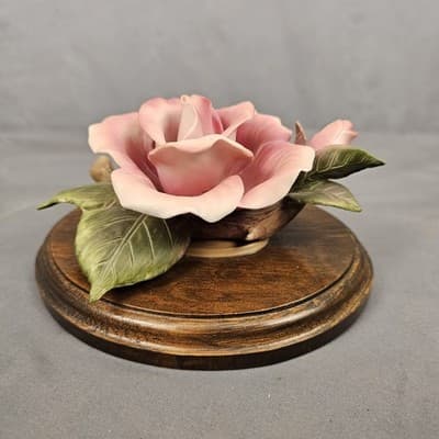 Vintage Porcelain China Pink Rose Flower Figurine Collection Handpainted Decor