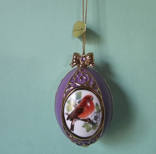 Danbury Mint Purple Finch Christmas Ornament Birds of Splendor Egg 3.5"