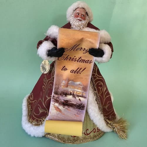 Thomas Kinkade Santa Claus with scroll Tree Topper/Shelf sitting Ashton-Drake