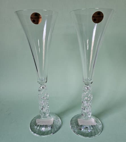 VTG Y2K 2000 Millennium Cristal D'Arques Champagne Flutes France Lead Crystal