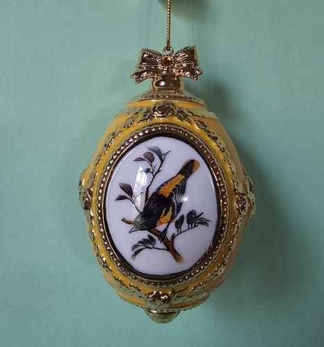 Danbury Mint Baltimore Oriole Christmas Ornament Birds of Splendor Egg 3.5"