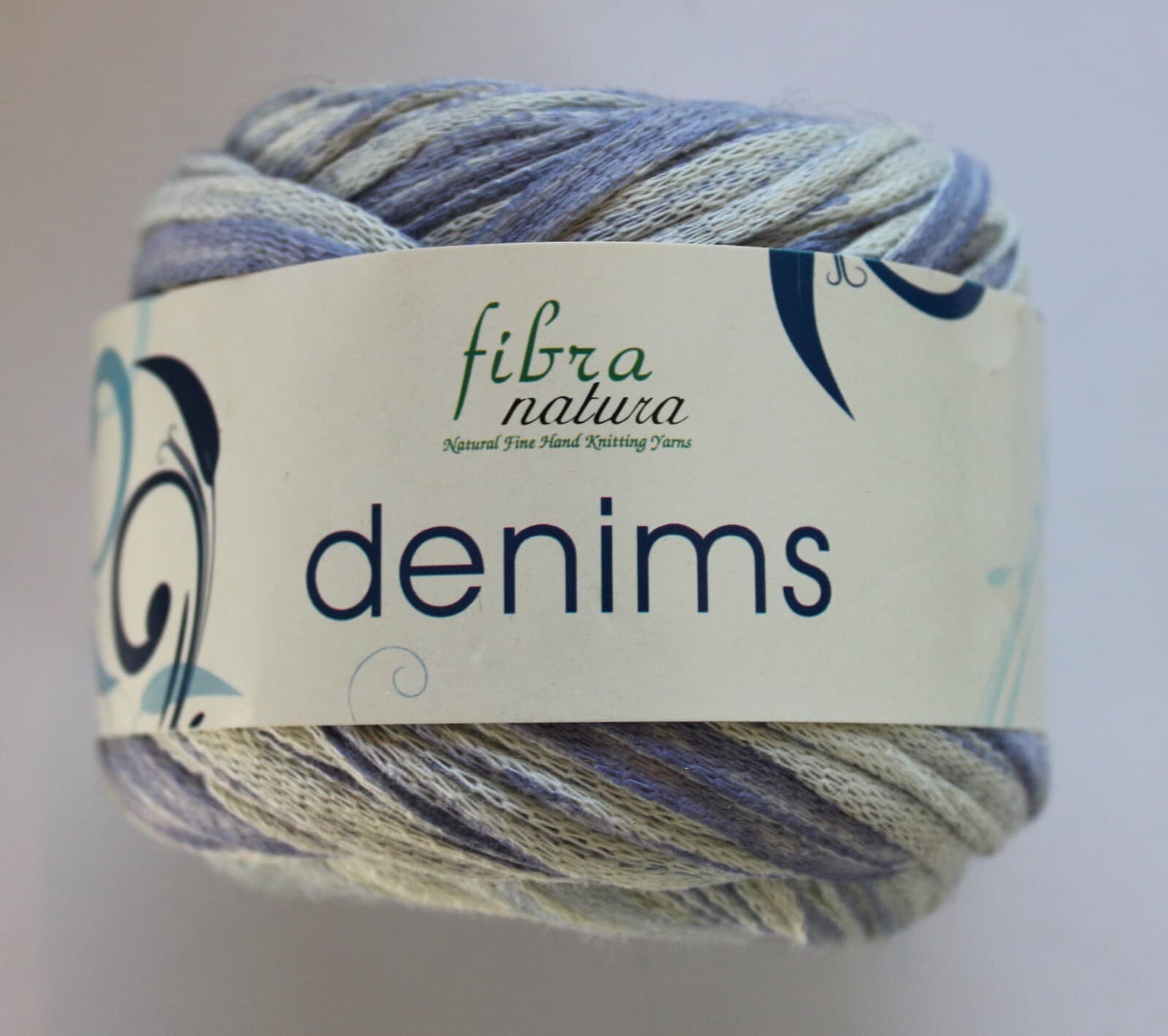 SALE Fibra Natura Denims 70% Cotton, 30% Wool Col Purple & White 100gr 100m