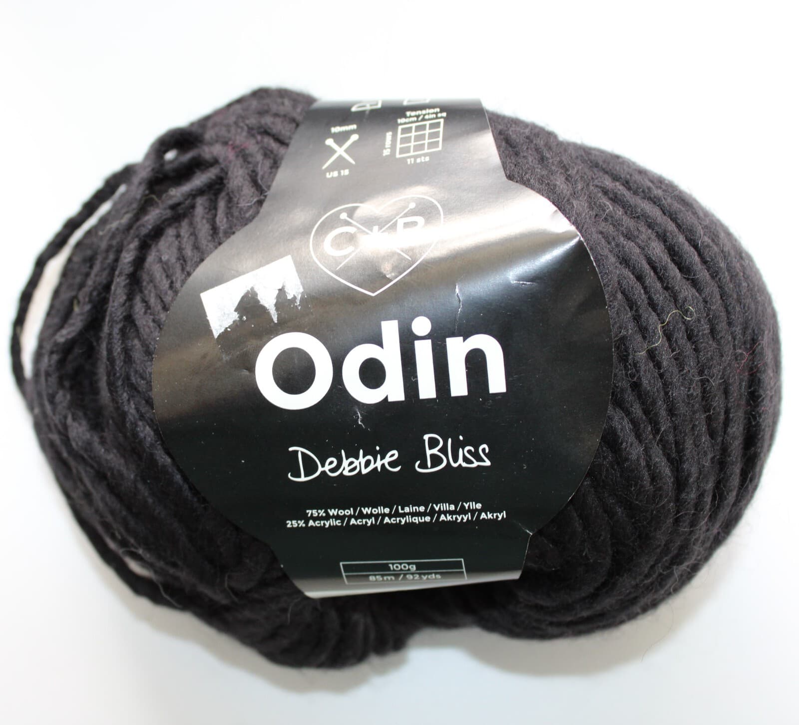 SALE C+B Debbie Bliss Odin Wool Acrylic COL 02 Black 100gr. 64yd