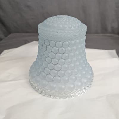 Vintage Art Deco Glass Bell Candlewick Beaded Leaf Edge Boudoir Table Lamp Shade