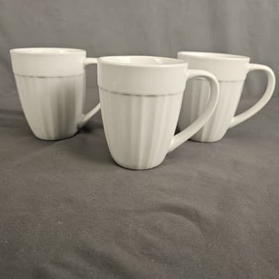Corningware Tableware 3 Coffee Tea Mugs French White Casual China Porcelain
