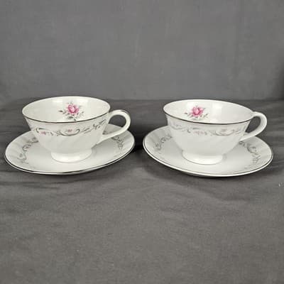 Royal Swirl by Fine China Of Japan Footed Cup & Saucer Set Of 2 Tea Coffee