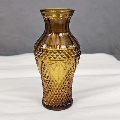 Vintage Glass Small Vase in Amber Color 6.5" Tall