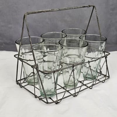 Chai Tea Glasses w Wire Carrier