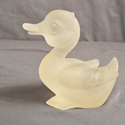 Frosted Happy Duck Figurine CIA Signed Anthony 4.75" Tall