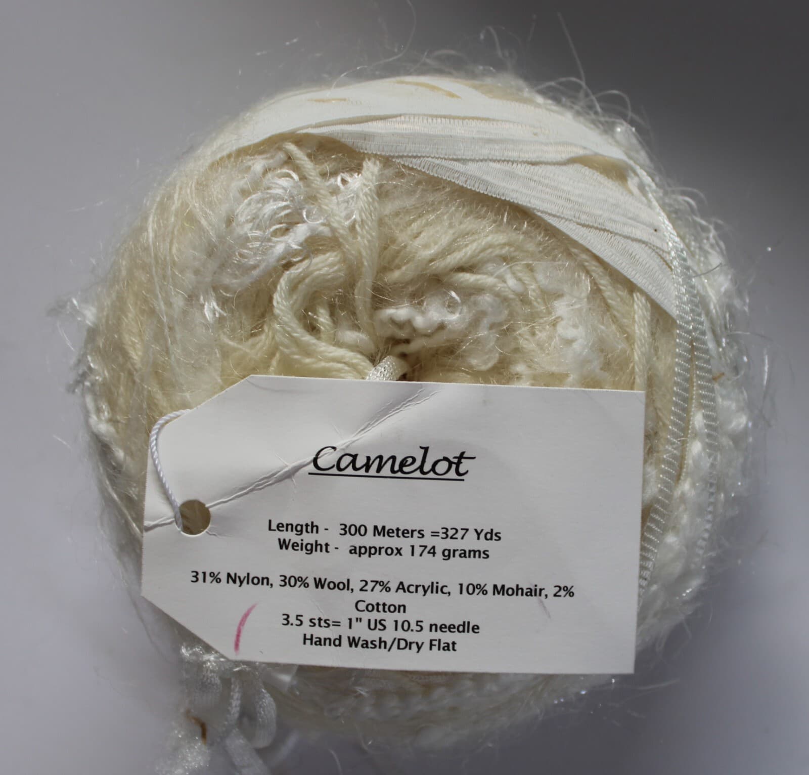 Camelot Designer Yarn Cream 31% Nylon 30% Wool 27% Acrylic 10% Mohair 327yd